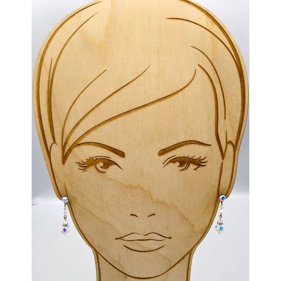 Vintage Rainbow AB Crystal Dangle Drop Earrings, Sparkly Faceted Glass Beads - Picture 1 of 3